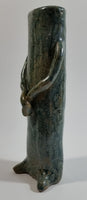 Dark Green Glazed Cactus Hands Crossed 7" Tall Pottery Vase