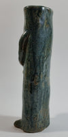 Dark Green Glazed Cactus Hands Crossed 7" Tall Pottery Vase