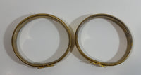 Set of 2 Butterfly Themed Brass Gold Tone Stretchy Spring Like Metal Bracelets