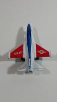 USAF F-16 Fighter Jet Red White Blue Pullback Motorized Friction Die Cast Toy Car Vehicle