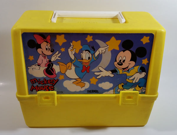 Disney Mickey Mouse Minnie Mouse Donald Duck Cartoon Characters Stars and Moon Themed Thermos Brand Yellow Lunch Box