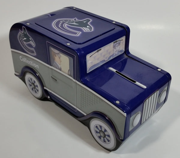 Vancouver Canucks NHL Ice Hockey Team Delivery Van Car Shaped Tin Metal Coin Bank