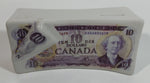 Canada Canadian $10 Ten Dollar Bill Stack Shaped Ceramic Coin Bank