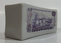 Canada Canadian $10 Ten Dollar Bill Stack Shaped Ceramic Coin Bank