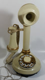 Vintage 1970s Decotel White Ivory Candle Stick Rotary Telephone Phone