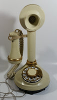 Vintage 1970s Decotel White Ivory Candle Stick Rotary Telephone Phone