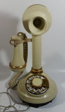 Vintage 1970s Decotel White Ivory Candle Stick Rotary Telephone Phone