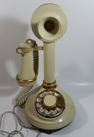 Vintage 1970s Decotel White Ivory Candle Stick Rotary Telephone Phone