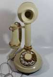 Vintage 1970s Decotel White Ivory Candle Stick Rotary Telephone Phone