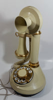 Vintage 1970s Decotel White Ivory Candle Stick Rotary Telephone Phone