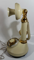 Vintage 1970s Decotel White Ivory Candle Stick Rotary Telephone Phone