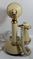 Vintage 1970s Decotel White Ivory Candle Stick Rotary Telephone Phone