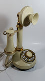 Vintage 1970s Decotel White Ivory Candle Stick Rotary Telephone Phone