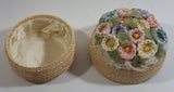 Colorful Flower Themed Woven Basket Container with Lid
