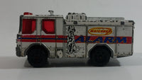 2002 Matchbox Flame Fighters Dennis Sabre Ladder Truck White #5 Die Cast Toy Car Emergency Vehicle