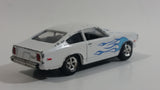 MotorMax No. 6130 American Graffiti 1976 Chevy Vega White with Blue Flames 1:60 Scale Die Cast Toy Muscle Car Vehicle