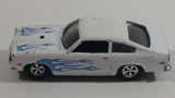 MotorMax No. 6130 American Graffiti 1976 Chevy Vega White with Blue Flames 1:60 Scale Die Cast Toy Muscle Car Vehicle