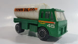 1988 Remco Town Oil Co Fuel Truck #45 Green and White Pressed Steel and Plastic Toy Car Vehicle