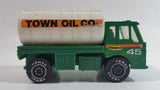 1988 Remco Town Oil Co Fuel Truck #45 Green and White Pressed Steel and Plastic Toy Car Vehicle