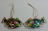 Set of 2 Handmade Cloisonne Enamel on Metal Gourami Style Colorful Tropical Fish Ornaments