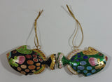 Set of 2 Handmade Cloisonne Enamel on Metal Gourami Style Colorful Tropical Fish Ornaments
