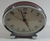 Vintage 1960s Polaris Dark Red Maroon Oval Shaped Windup Alarm Clock