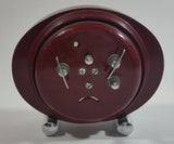 Vintage 1960s Polaris Dark Red Maroon Oval Shaped Windup Alarm Clock