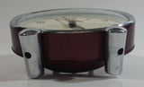 Vintage 1960s Polaris Dark Red Maroon Oval Shaped Windup Alarm Clock