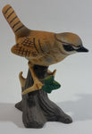 Perched Wren Bird Porcelain Bisque Sculpture