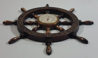 Vintage Captain's Ships Wheel 6 1/4" Diameter Copper Toned Metal Thermometer