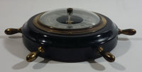 Vintage JG Gischard Aneroid Ships Wheel Barometer - Wood, Brass, Metal Face - Germany