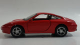 Maisto 1997 Porsche 911 Carrera Red Pull Back Motorized Friction 1/38 Scale Die Cast Toy Car Vehicle with Opening Doors