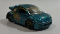 2007 Hot Wheels Pop-Offs Volkswagen New Beetle Cup Metalflake Teal Die Cast Toy Car Vehicle