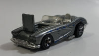 2007 Hot Wheels Engine Revealers '58 Corvette Coupe Convertible Metallic Grey Die Cast Toy Car Vehicle with Opening Hood