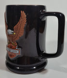 2002 Harley Davidson Motor Cycles "The Eagle Soars" 3D Embossed Black and Orange Ceramic Coffee Mug Cup