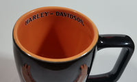 2002 Harley Davidson Motor Cycles "The Eagle Soars" 3D Embossed Black and Orange Ceramic Coffee Mug Cup