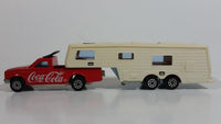 Vintage Majorette Coca-Cola Coke Camping Car Truck Red and 5th Wheel Trailer Camping Car Deluxe Cream White Die Cast Toy Car Vehicle Set No. 278 & No. 313 1/60 Scale