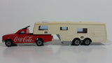 Vintage Majorette Coca-Cola Coke Camping Car Truck Red and 5th Wheel Trailer Camping Car Deluxe Cream White Die Cast Toy Car Vehicle Set No. 278 & No. 313 1/60 Scale