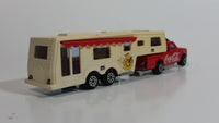 Vintage Majorette Coca-Cola Coke Camping Car Truck Red and 5th Wheel Trailer Camping Car Deluxe Cream White Die Cast Toy Car Vehicle Set No. 278 & No. 313 1/60 Scale