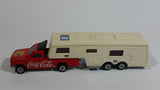 Vintage Majorette Coca-Cola Coke Camping Car Truck Red and 5th Wheel Trailer Camping Car Deluxe Cream White Die Cast Toy Car Vehicle Set No. 278 & No. 313 1/60 Scale