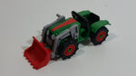 2014 Geobra Playmobil Green and Red Farm Tractor Plastic Toy Vehicle