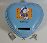 Peanuts United Feature Syndicates Snoopy Light Blue Heart Shaped Coin Bank with Lock and Keys