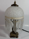 Frosted Glass Beaded Shade 12" Tall Brass Bass Table Lamp