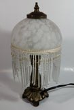 Frosted Glass Beaded Shade 12" Tall Brass Bass Table Lamp