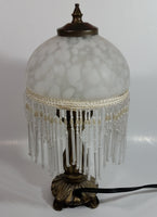 Frosted Glass Beaded Shade 12" Tall Brass Bass Table Lamp