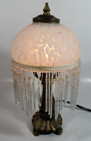 Frosted Glass Beaded Shade 12" Tall Brass Bass Table Lamp