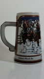 1989 Budweiser Holiday Stein Collection Collector's Series "The hitch on a winter's evening." Ceramic Beer Stein - Handcrafted in Brazil by Ceramarte