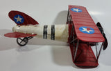 Vintage Style Red and White Bi-Plane Large Tin Metal Military Airplane