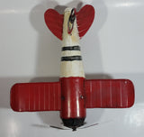 Vintage Style Red and White Bi-Plane Large Tin Metal Military Airplane