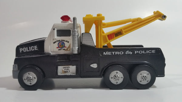 1994 FunRise Metro City Police Tow Truck Dark Blue Plastic Lights and Sounds Toy Car Vehicle